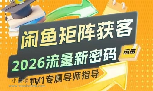 【匠心小白】闲鱼矩阵获客,2026流量新密码,只要闲鱼还在,你的行业就有无限精准的客源