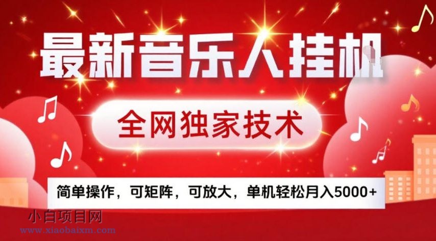 【匠心小白】最新音乐人挂G，全网独家技术，简单操作，可矩阵，可放大，单机轻松月入5k+【揭秘】-小白项目分享网