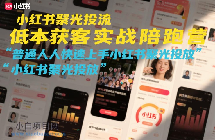 【匠心小白】小红书聚光投流低成本获客实战陪跑营,普通人快速上手小红书聚光投放
