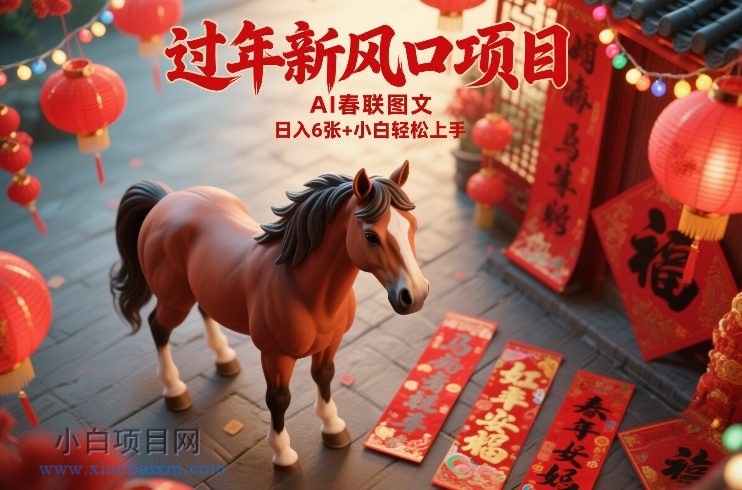 【匠心小白】过年新风口项目，用ai春联图文，日入6张+小白轻松上手【揭秘】-小白项目分享网