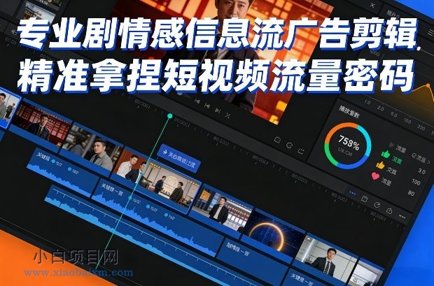 【匠心小白】专业剧情感信息流广告剪辑,精准拿捏短视频流量密码