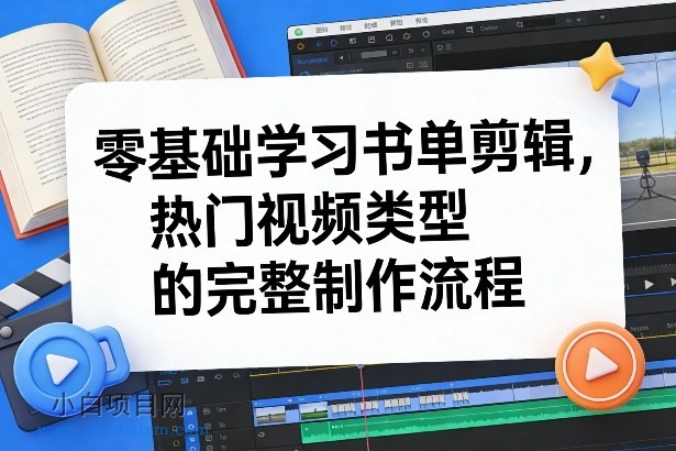 【匠心小白】零基础学习书单剪辑，热门视频类型的完整制作流程（更新2026）-小白项目分享网