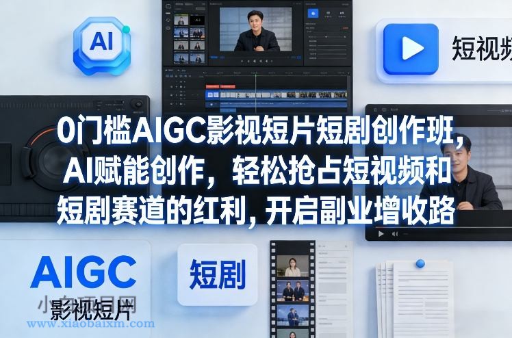 【匠心小白】0门槛AIGC影视短片短剧创作班，AI赋能创作，轻松抢占短视频和短剧赛道的红利，开启副业增收路-小白项目分享网