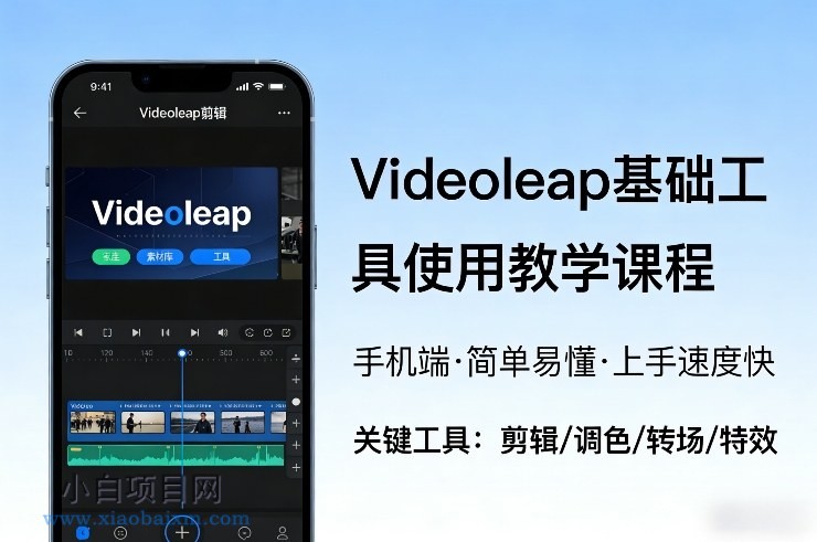 【匠心小白】Videoleap基础工具使用教学课程，手机端视频剪辑教学，简单易懂，上手速度快-小白项目分享网