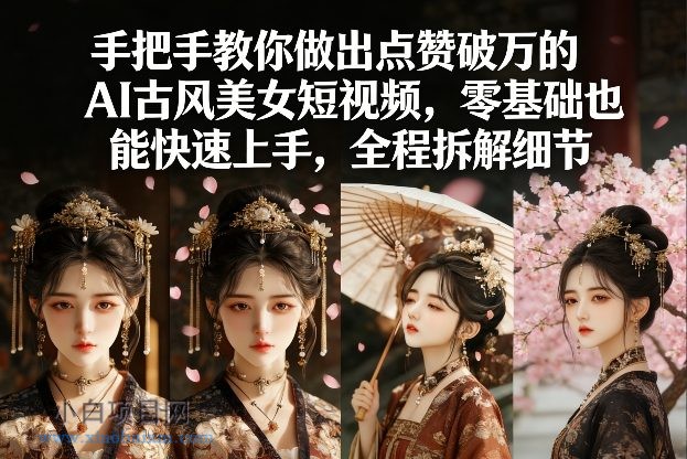 【匠心小白】手把手教你做出点赞破万的AI古风美女短视频，零基础也能快速上手，全程拆解细节-小白项目分享网