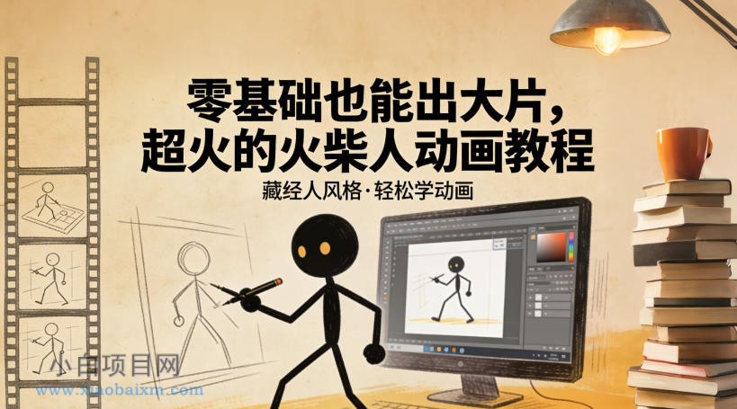 【匠心小白】零基础也能出大片，超火的火柴人动画教程（藏经人风格）-小白项目分享网
