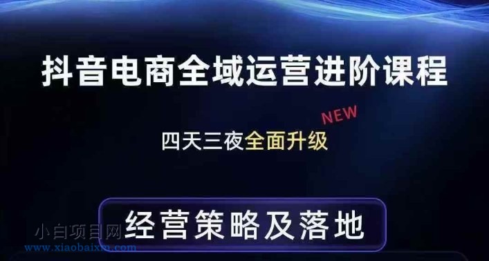【匠心小白】抖音电商全域运营进阶课程，经营策略及落地，全链路拆解直击底层逻辑-小白项目分享网