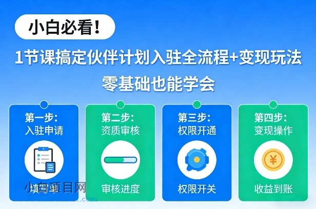【匠心小白】小白必看!1节课搞定伙伴计划入驻全流程+变现玩法,零基础也能学会