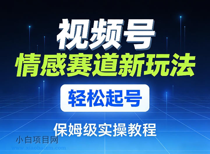 【匠心小白】视频号情感赛道新玩法，轻松起号，保姆级实操教程-小白项目分享网