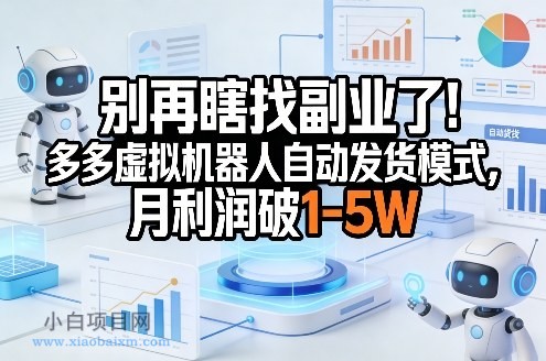 【匠心小白】别再瞎找副业了!多多虚拟机器人自动发货模式,月利润破1-5W【揭秘】