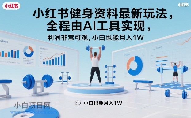 【匠心小白】小红书健身资料最新玩法,全程由AI工具实现,利润非常可观,小白也能月入1W+【揭秘】