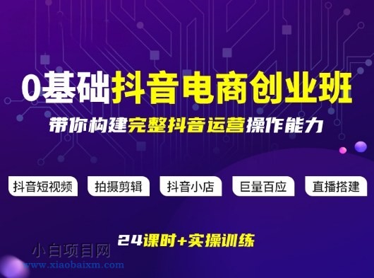 【匠心小白】某电商学院0基础抖音电商创业班，带你构建完整抖音运营操作能力-小白项目分享网