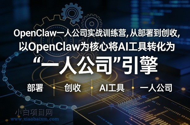 【匠心小白】OpenClaw小龙虾+一人公司实战训练营，从部署到创收，将AI工具转化为“一人公司”引擎，低成本变现-小白项目分享网