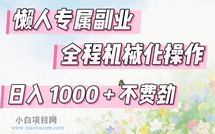【匠心小白】懒人专属副业，全程机械化操作，日入1k+操作简单，不费劲【揭秘】-小白项目分享网