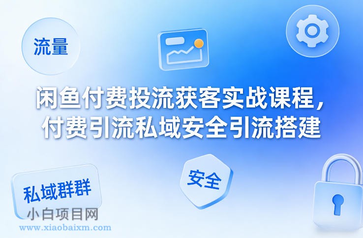 【匠心小白】闲鱼付费投流获客实战课程，付费引流私域安全引流搭建-小白项目分享网