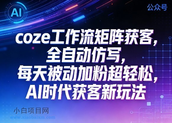 【匠心小白】公众号coze工作流矩阵获客，全自动仿写，每天被动加粉超轻松，AI时代获客新玩法-小白项目分享网