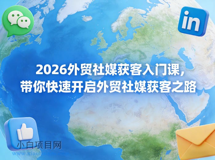 【匠心小白】2026外贸社媒获客入门课，带你快速开启外贸社媒获客之路-小白项目分享网