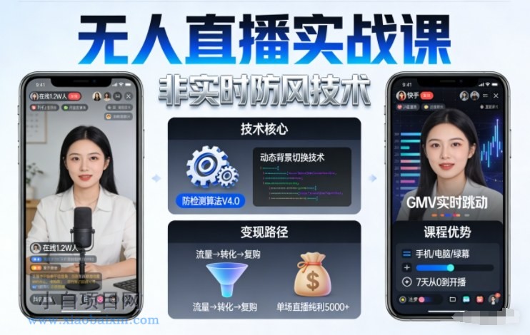【匠心小白】宝子哥无人直播实战课，非实时防风技术，聚焦抖音快手等平台直播带货，轻松开启直播变现之路（更新2026年3月）-小白项目分享网