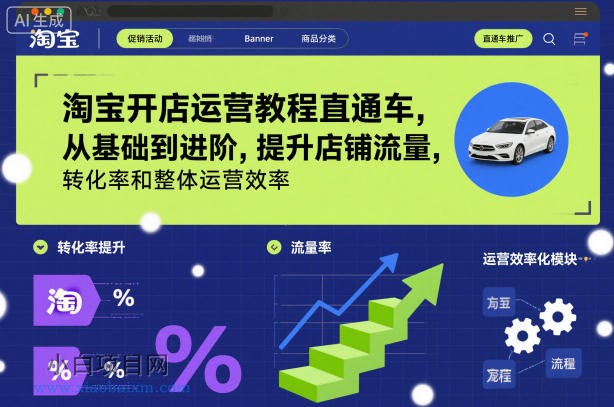 【匠心小白】淘宝开店运营教程直通车，从基础到进阶，提升店铺流量，转化率和整体运营效率（更新26年3月）-小白项目分享网