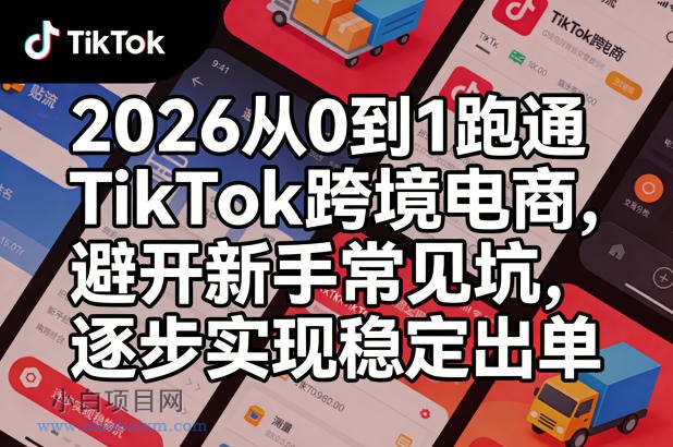【匠心小白】2026从0到1跑通TikTok跨境电商,避开新手常见坑,逐步实现稳定出单