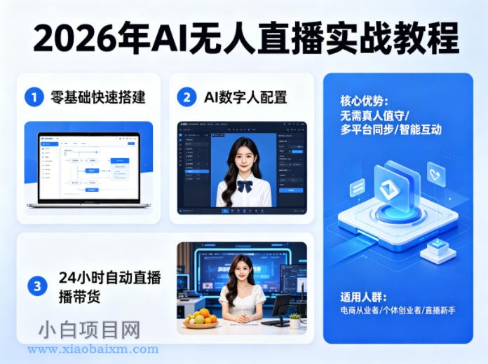 2026年AI无人直播实战教程,零基础也能快速搭建AI数字人无人直播间,实现24小时自动直播带货