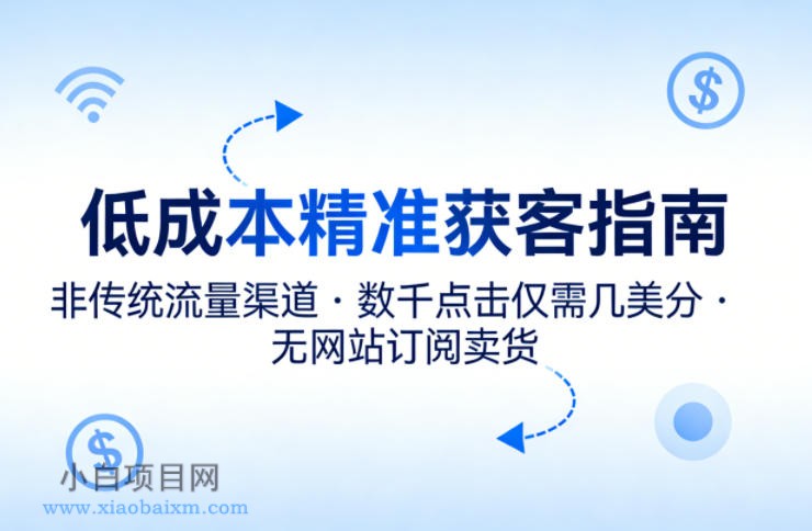 【小鲁分享网】低成本精准获客指南,用非传统流量渠道,实现数千点击仅需几美分,不用网站也能搞订阅卖货