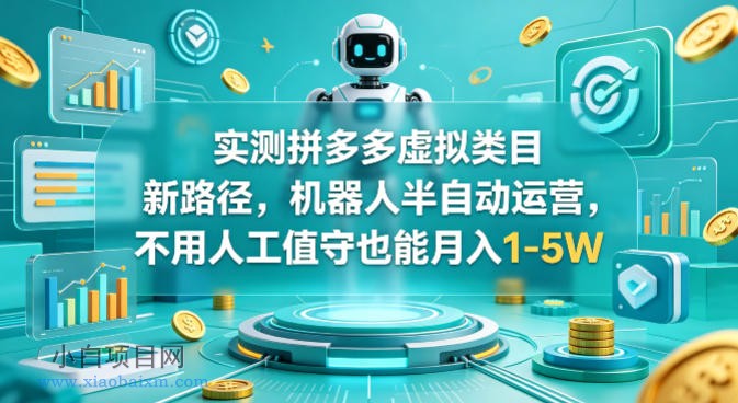实测拼多多虚拟类目新路径,机器人半自动运营,不用人工值守也能月入1-5W【揭秘】