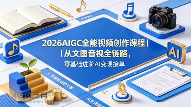 2026AIGC全能视频创作课程|从文图音视全链路,零基础进阶AI变现接单