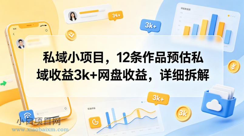私域小项目,12条作品预估私域收益3k+网盘收益,详细拆解