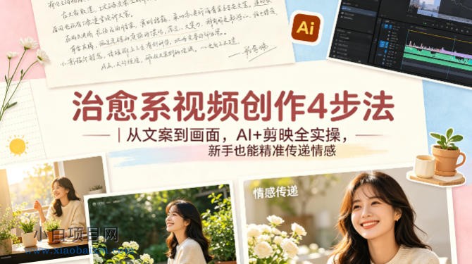 治愈系视频创作4步法｜从文案到画面，AI+剪映全实操，新手也能精准传递情感-小白项目分享网