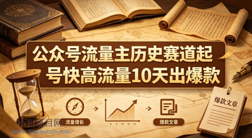 公众号流量主之历史赛道,起号快+高流量,10天就能出爆款!